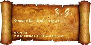 Komenda Gyöngyi névjegykártya